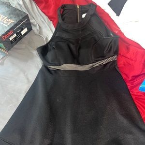 Black formal dress goes to about your knees if your short